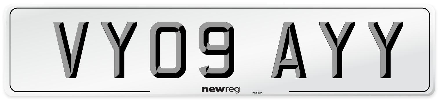 VY09 AYY Number Plate from New Reg